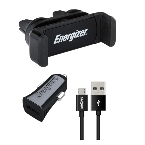 ENERGIZER CAR KIT 1A WITH CLAMP + BLACK MICROUSB CABLE