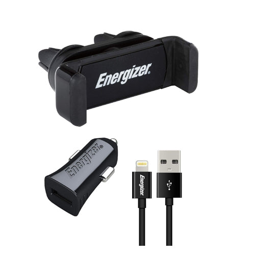 ENERGIZER CAR KIT 3.4A+CLIP+LIGHTNING CABLE BLACK