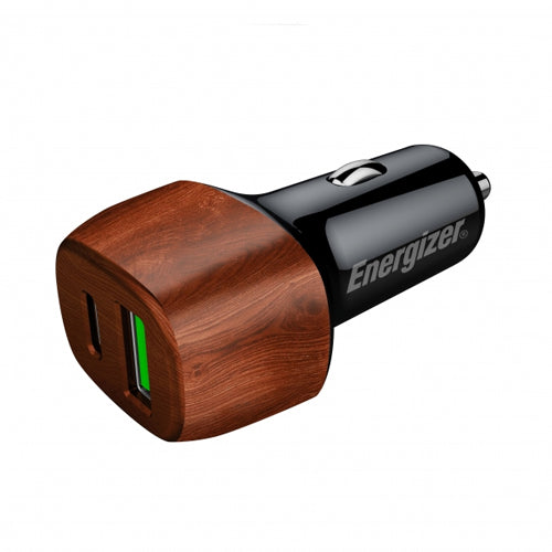 ENERGIZER CAR CHARGER 38W PD QC3 WALNUT BURL