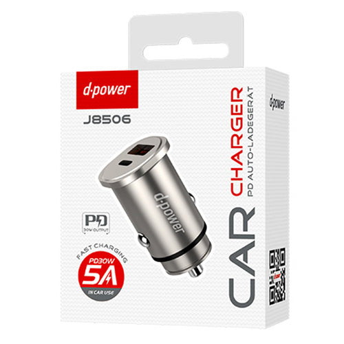 D-Power Adaptateur voiture USB métal + Type C Fast Charge J8506
