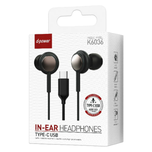 D-Power Type C Earphone Black K6036