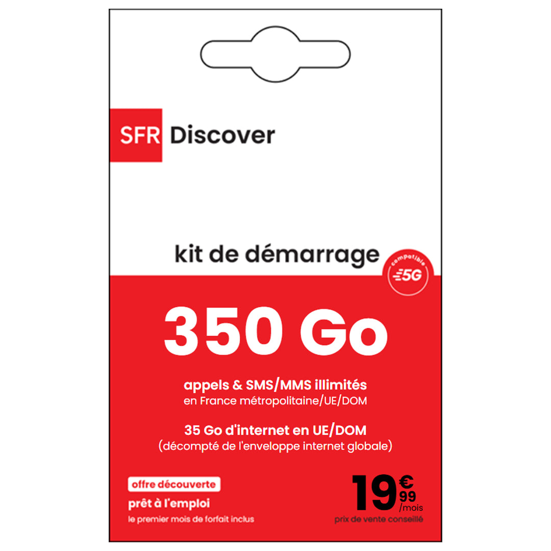 SFR UNLIMITED SIM CARD 350GB €19.99 CREDIT