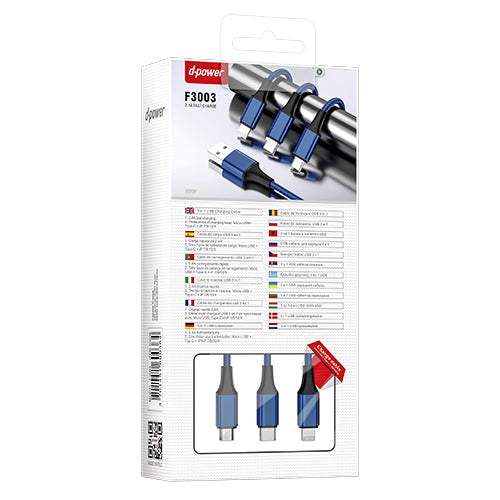 D-Power Câble 3 en 1 | Type-C | Lightning | Micro USB | F3003