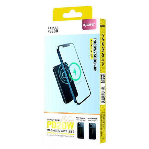 D-Power Power Bank 5000 MAH Mag Safe magnetic P8800