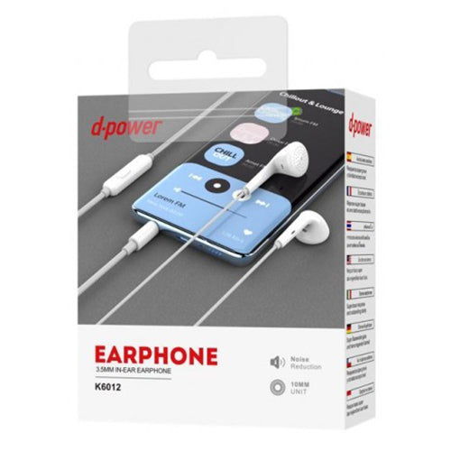 D-Power K6012 White Jack Earphone with Mic