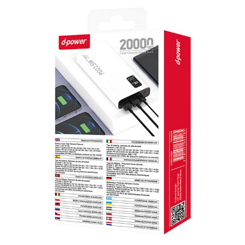 D-Power Power Bank 20000 MAH USB + Type C Fast Charge P8286