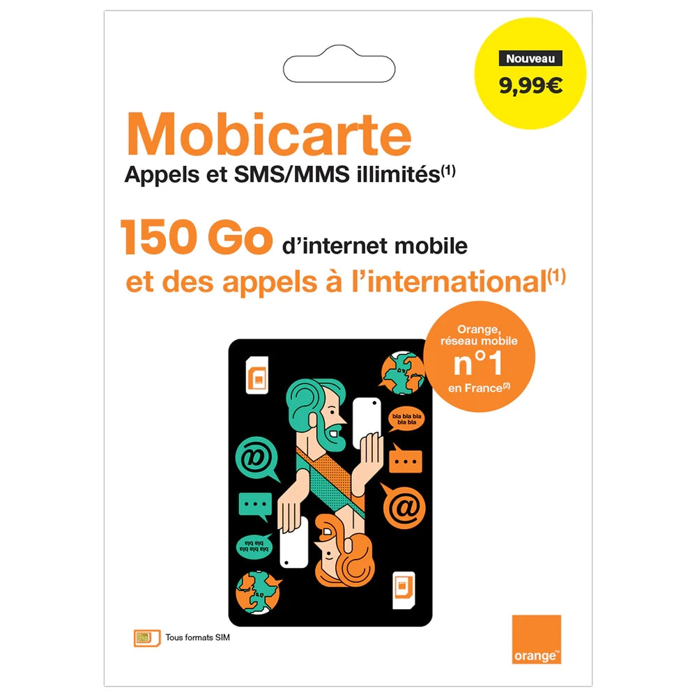 CARTE SIM PRÉPAYÉE ORANGE MOBICARTE 150GO 9,99€