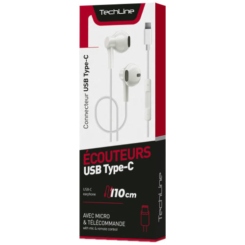 TECH LINE TYPE-C WIRED EARPHONES WITH BLUETOOTH MODE, WHITE-WAVE