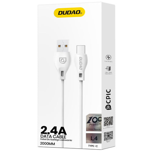 DUDAO USB TYPE C DATA CHARGING CABLE 2.4A 2M WHITE L4T 2M WHITE
