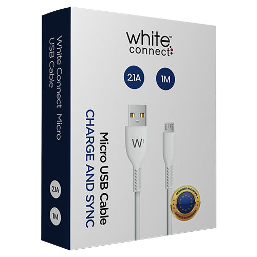 WHITE CONNECT MICRO CABLE - 1M 2.1A