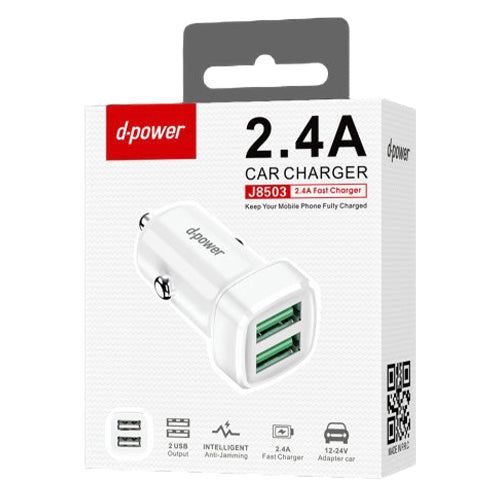 D-power Cigarette Lighter Socket 2 USB Ports Fast J8503