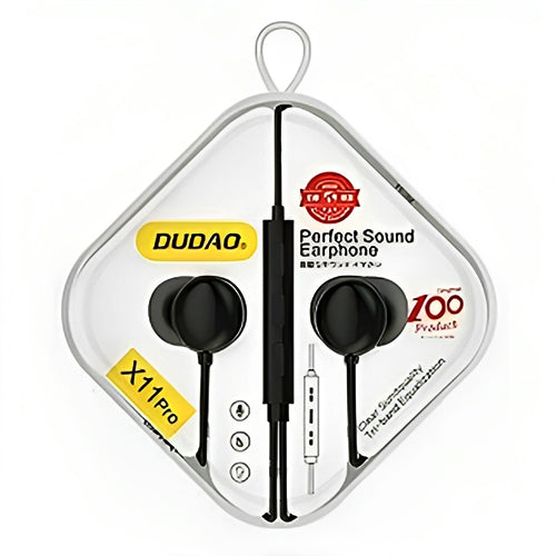 DUDAO IN-EAR HEADPHONES WITH REMOTE CONTROL AND 3.5MM MINI JACK MICROPHONE BLACK X11PRO BLACK