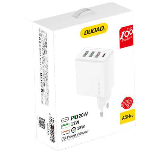CHARGEUR RAPIDE DUDAO 3X USB / 1X USB TYPE C 20W, PD, QC 3.0 BLANC A5H