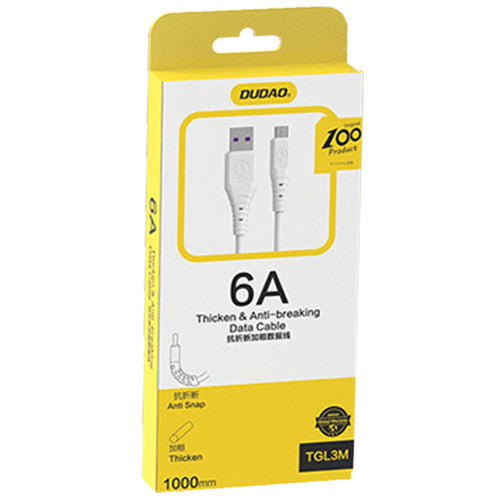 DUDAO USB CABLE - MICRO USB CABLE 6A 1 M WHITE TGL3M