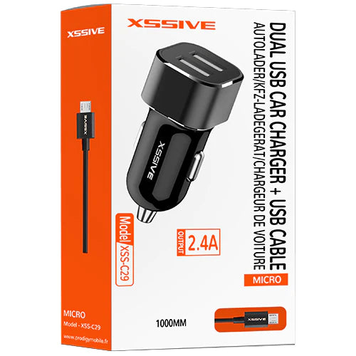 2.4A DUO CAR CHARGER + XSSIVE MICRO USB CABLE