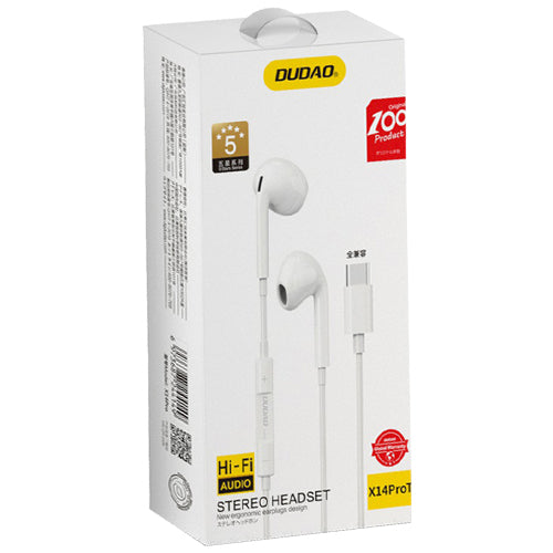 DUDAO IN-EAR HEADPHONES WITH USB TYPE-C CONNECTOR WHITE X14PROT