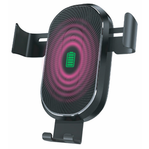 10W CAR PHONE HOLDER FOR VENTILATION GRILL, FAST CHARGING, BLACK-WAVE