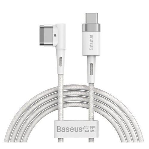 BASEUS ZINC ANGLED MAGNETIC POWER CABLE FOR MACBOOK POWER - USB TYPE-C 60W 2M WHITE L-shaped CATXC-W02