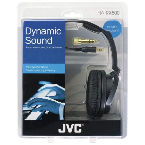 WIRED DYNAMIC SOUND HA-RX500E HEADPHONES, BLACK-JVC