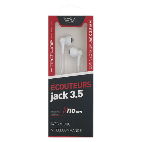 WIRED 3.5MM JACK EARPHONES TECH LINE WHITE