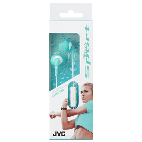 GUMY SPORT HA-ENR15-ZW WIRED EARPHONES, MINT GREEN & WHITE-JVC