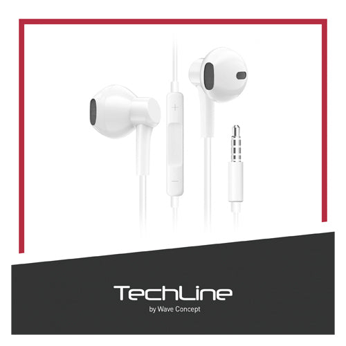 WIRED 3.5MM JACK EARPHONES TECH LINE WHITE