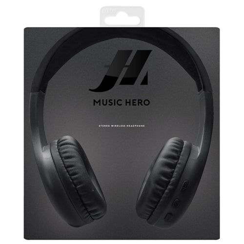 WIRELESS HEADPHONES V5.0 WITH INTEGRATED MICROPHONE, BLACK-MUSIC HERO