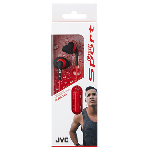 GUMY SPORT HA-ENR15-AA WIRED EARPHONES, RED & BLACK-JVC