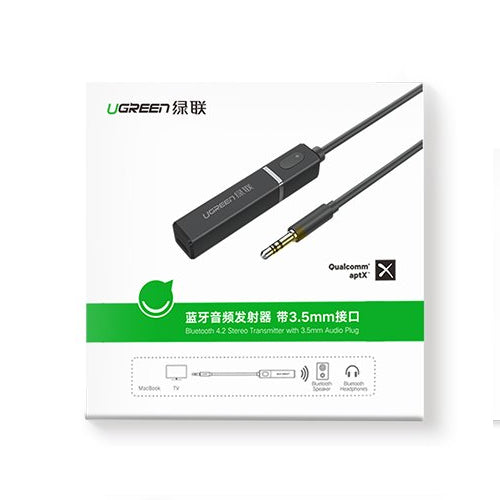 WIRELESS AUDIO ADAPTER BLUETOOTH 5.0 TRANSMITTER UGREEN MINI JACK 3.5 MM BLACK