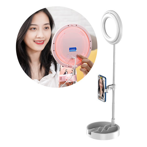 PHONE MOUNT FOR LIVE STREAMING YOUTUBE TIKTOK INSTAGRAM VIDEO RECORDING SET LED SELFIE RING LIGHT FLASH 1TMJ WHITE