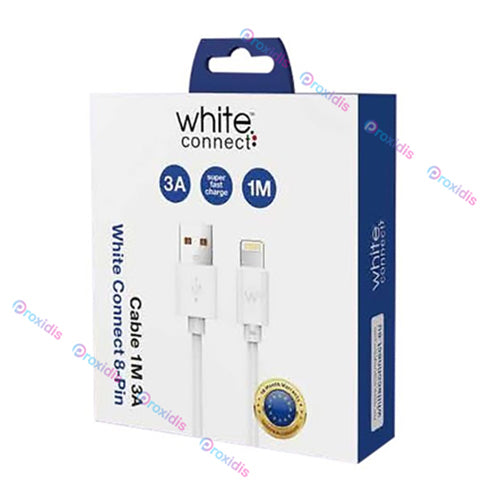 LIGHTNING 1M 3A WHITE CONNECT USB CABLE