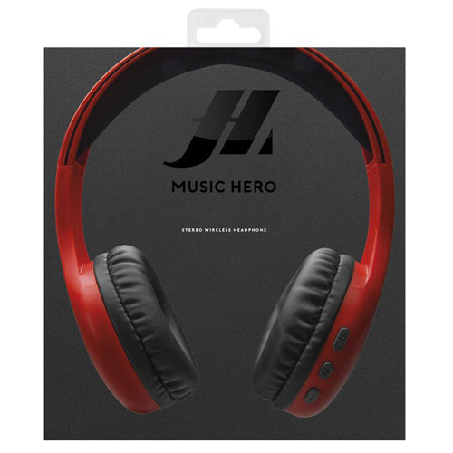 CASQUE SANS FIL V5.0 AVEC MICROPHONE INTEGRE, ROUGE-MUSIC HERO