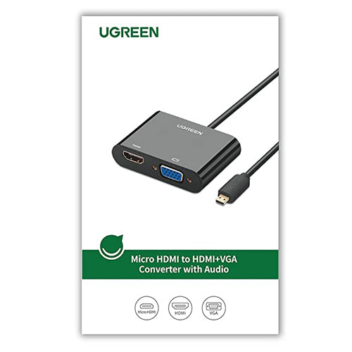 UGREEN MICRO HDMI - HDMI + VGA VIDEO ADAPTER 30CM BLACK MM115