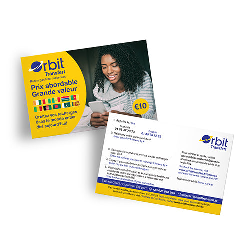 ORBITEL 10€ INTERNATIONAL CREDIT TRANSFER CARD