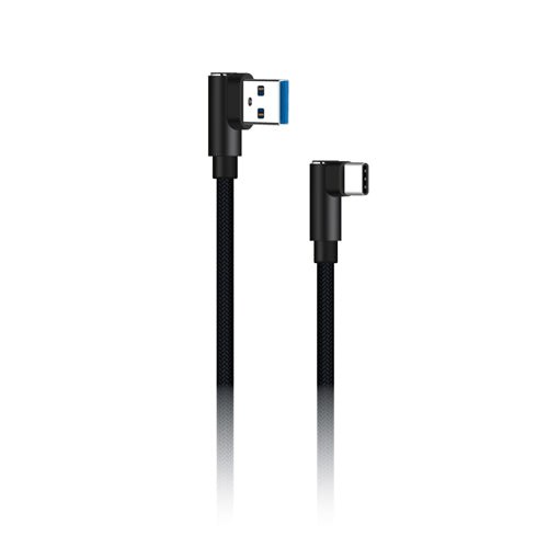 ELBOW USB CABLE LYLON & ALU FINISH, TYPE C 1M, BLACK-WAVE