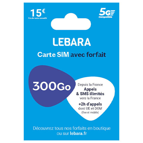 CARTE SIM LEBARA PASS NATIONAL S 15€