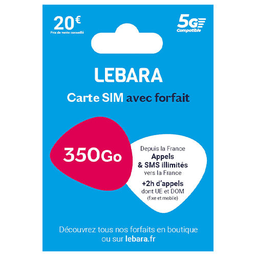 CARTE SIM LEBARA PASS NATIONAL 20€