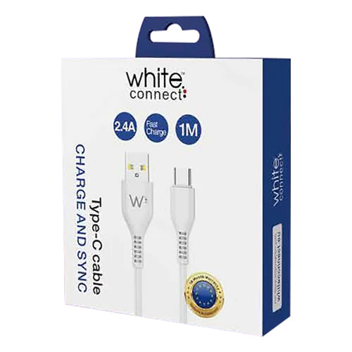 USB TYPE-C CABLE 1M 2.4A WHITE CONNECT