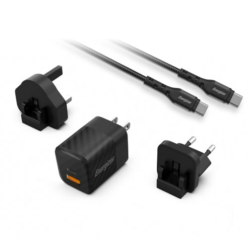 ENERGIZER WALL CHARGER 38W PD QC3.0 MULTI+ USBC-TYPE C CABLE BLACK
