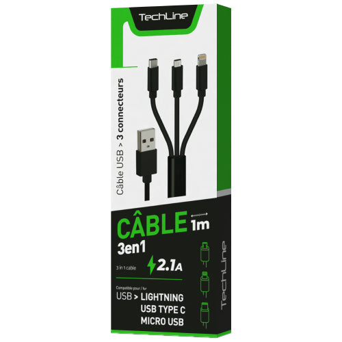 TECH LINE 3 IN 1 DATA CABLE
