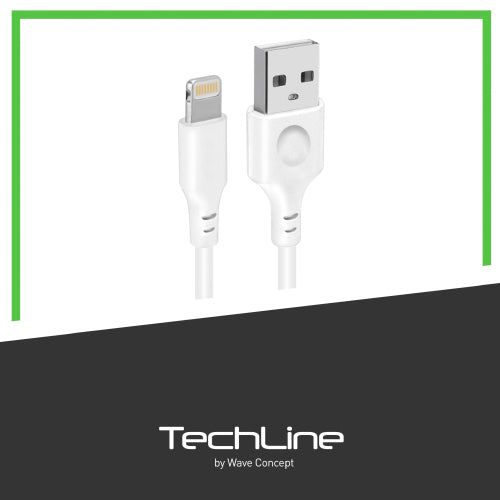 DATA LIGHTNING CABLE 2A 1 METER TECH LINE WHITE