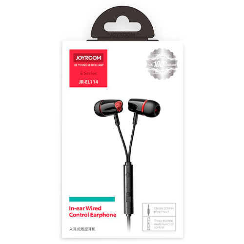 JOYROOM MINI-JACK 3.5MM IN-EAR HEADPHONES WITH REMOTE CONTROL AND MICROPHONE BLACK JR-EL114