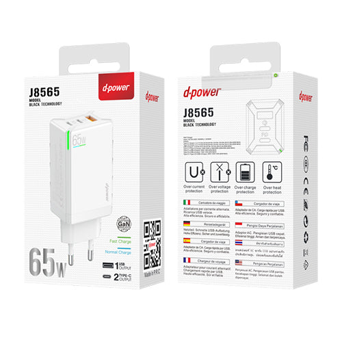 D-Power Universal socket 65 W for mac + fast charge + usb J8565