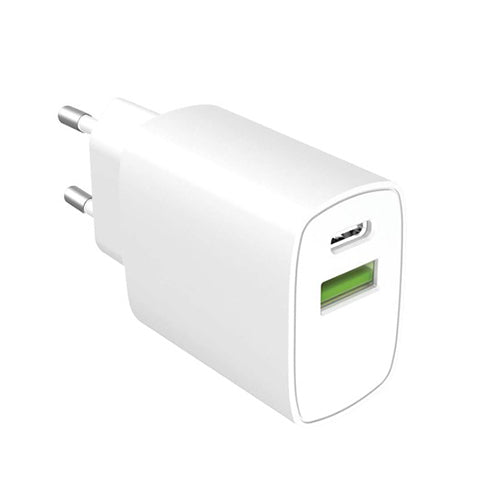 EASY TO GO GREEN PD MAINS CHARGER 20W USB-C + USB-A WHITE