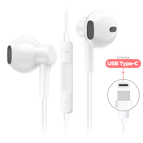 TECH LINE WIRED USB-C EARPHONE WHITE