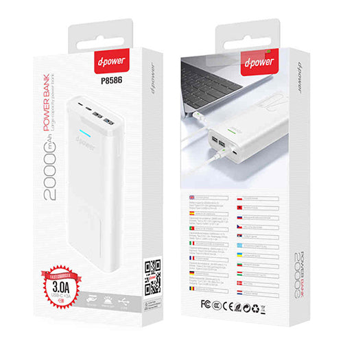 D-Power Power Bank 20000 MAH USB + Type C Fast Charge P8586