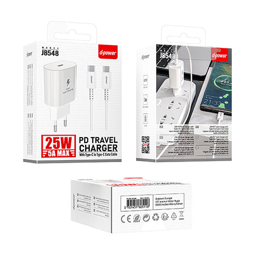 D-Power 25W Plug + Type-C to Type-C Cable J8548