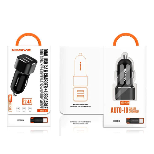 DUO CAR CHARGER 2.4A + TYPE-C CABLE XSSIVE
