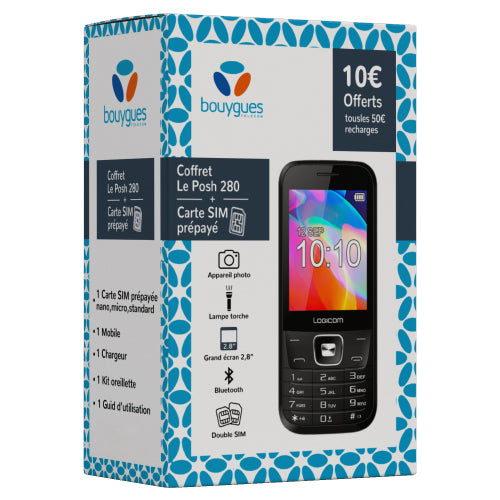 BOUYGUES LOGICOM LE POSH 280 MOBILE PACK + SIM CARD WITH €10 CREDIT