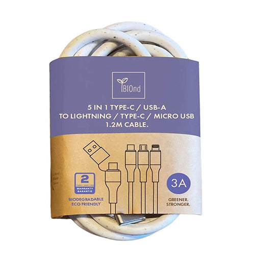 EASY TO GO GREEN CABLE 5 EN 1 1M BLANC